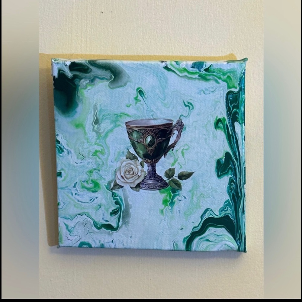 Original Acrylic Fluid Art Goblet Painting 5x5